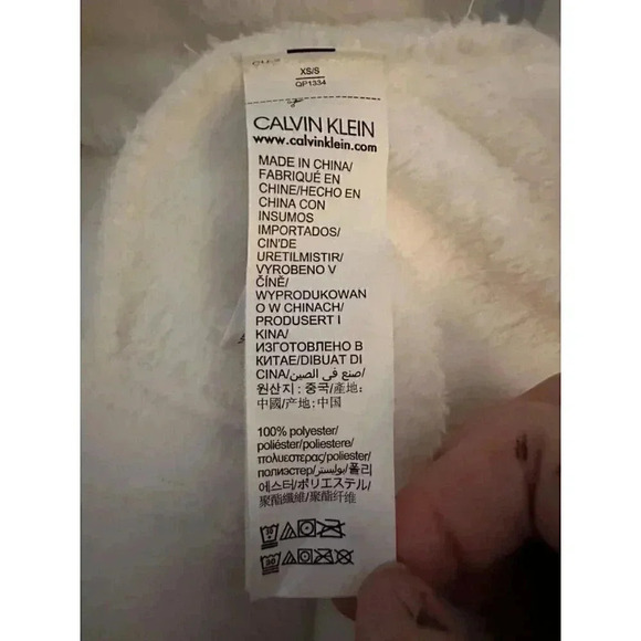 CALVIN KLEIN Plush Bridal White Bathrobe Lounge Pockets Sash/Belt Womens Sz XS/S - Picture 15 of 16